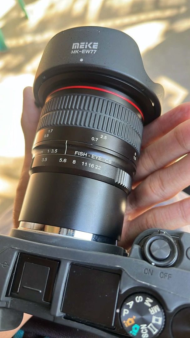 Meike Fish-Eye Lens MK-EW77 w/BOX (Category: Cameras) located in Caloocan City. Submitted by alexanderb69515 (Listing ID 1409953846, Image 2). Description: Selling my Sony E-mount APS-C lenses, both in excellent / like-new condition. Carefully used and always stored properly. 🔹 Lenses included: • Meike 8mm f/3.5 Fisheye Lens (₱8,500) • Neewer 35mm f/1.2 (Manual Focus) (₱3,999 nego) • Bundle for ₱10,000 ✔️ No scratches ✔️ No fungus / haze ✔️ Clea