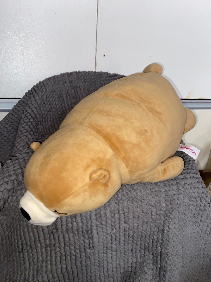 Miniso Life Bear Stuffed Toy and Others (Bundle) (Category: Plushies & Soft Toys) located in Taguig. Submitted by ja.shop (Listing ID 1409853681, Image 2). Description: Stuffed toys bundle! - Original Miniso Life Bear: Light brown with a white snout. - Original Disney Inside Out Sadness Plush: Blue, wearing a sweater. - Dinosaur Plush: Brown..