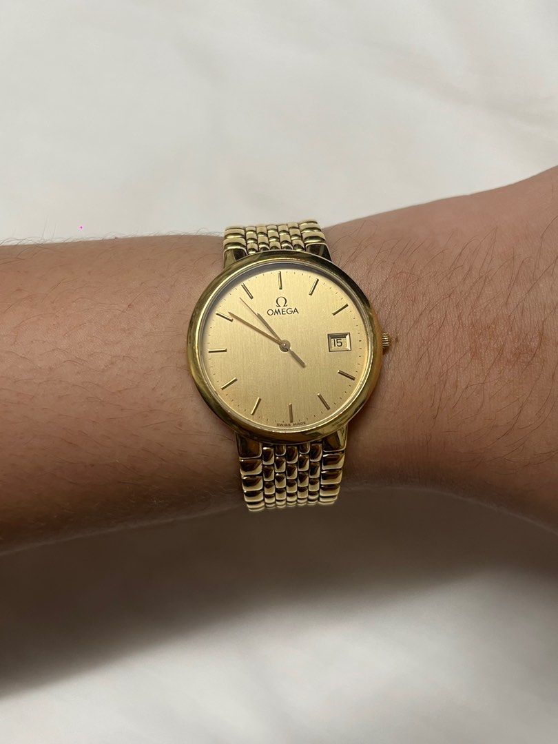 Omega De Ville Quartz – Circa 1986 (Category: Luxury Watches) located in Las Pinas. Submitted by wtscloset (Listing ID 1409960136, Image 1). Description: Brand: Omega • Model: De Ville “Île-de-France” • Reference No.: 795.0897 • Movement: Omega Cal. 1459 Quartz (Swiss) • Case Diameter: 24mm • Case: Gold-tone, ultra-thin • Dial: Champagne / gold sunburst • Bracelet: Original Omega two-tone integrated bracelet • Bracelet Ref.: 1451 • Endlinks: 439 