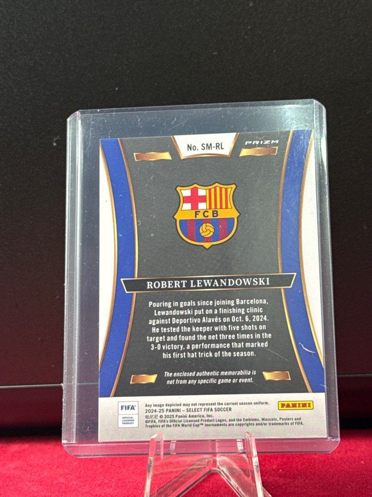 Robert Lewandowski Select Patch (Category: Raw Cards) located in Singapore. Submitted by prime_cards (Listing ID 1409949413, Image 2). Description: Robert Lewandowski Select Patch FC BARCELONA Mailing+$2.