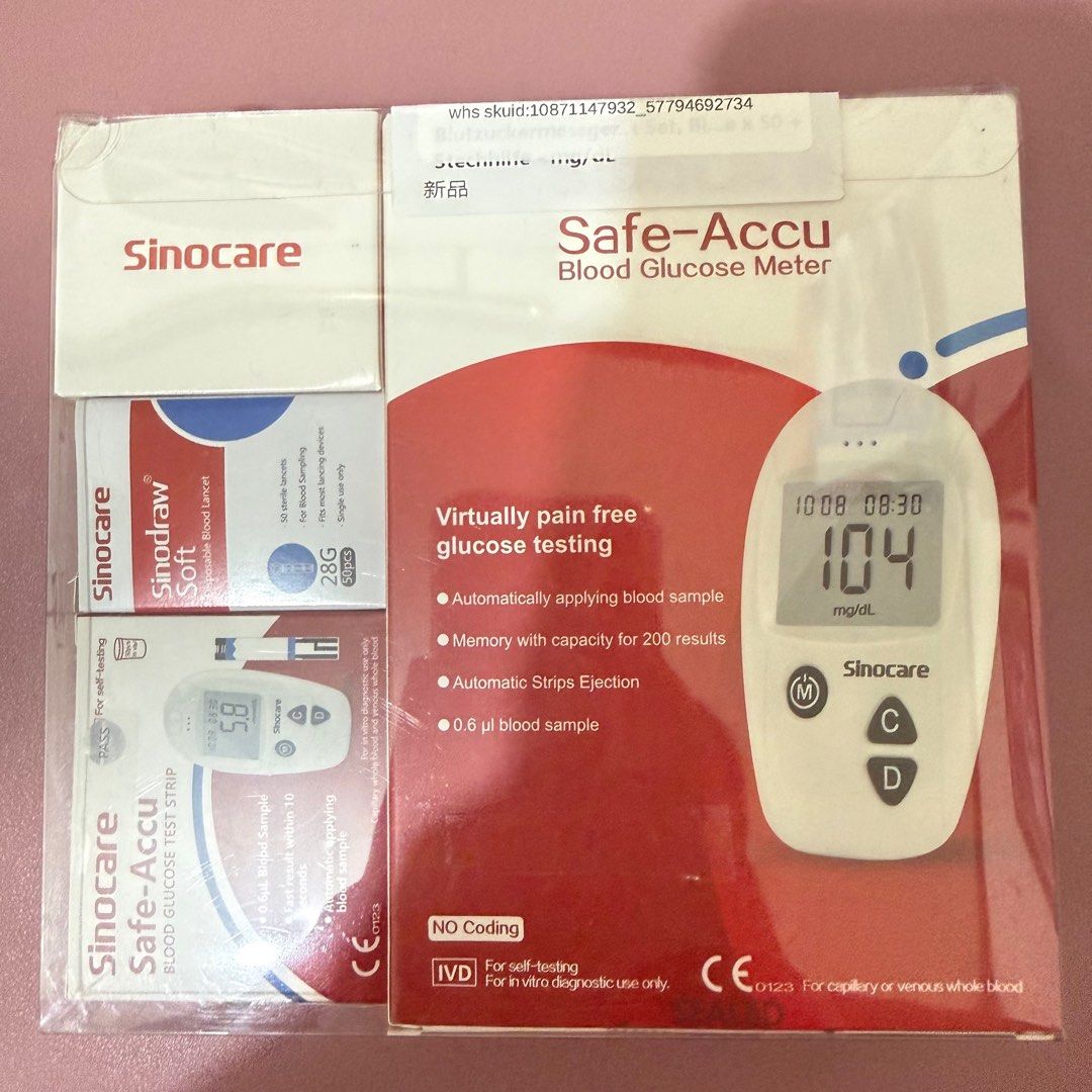 Sinocare Safe-Accu Blood Glucose Meter (Category: Health Monitors & Weighing Scales) located in Cavite. Submitted by woonkyeom (Listing ID 1409981892, Image 1). Description: sealed expiry: 03-03-2027.