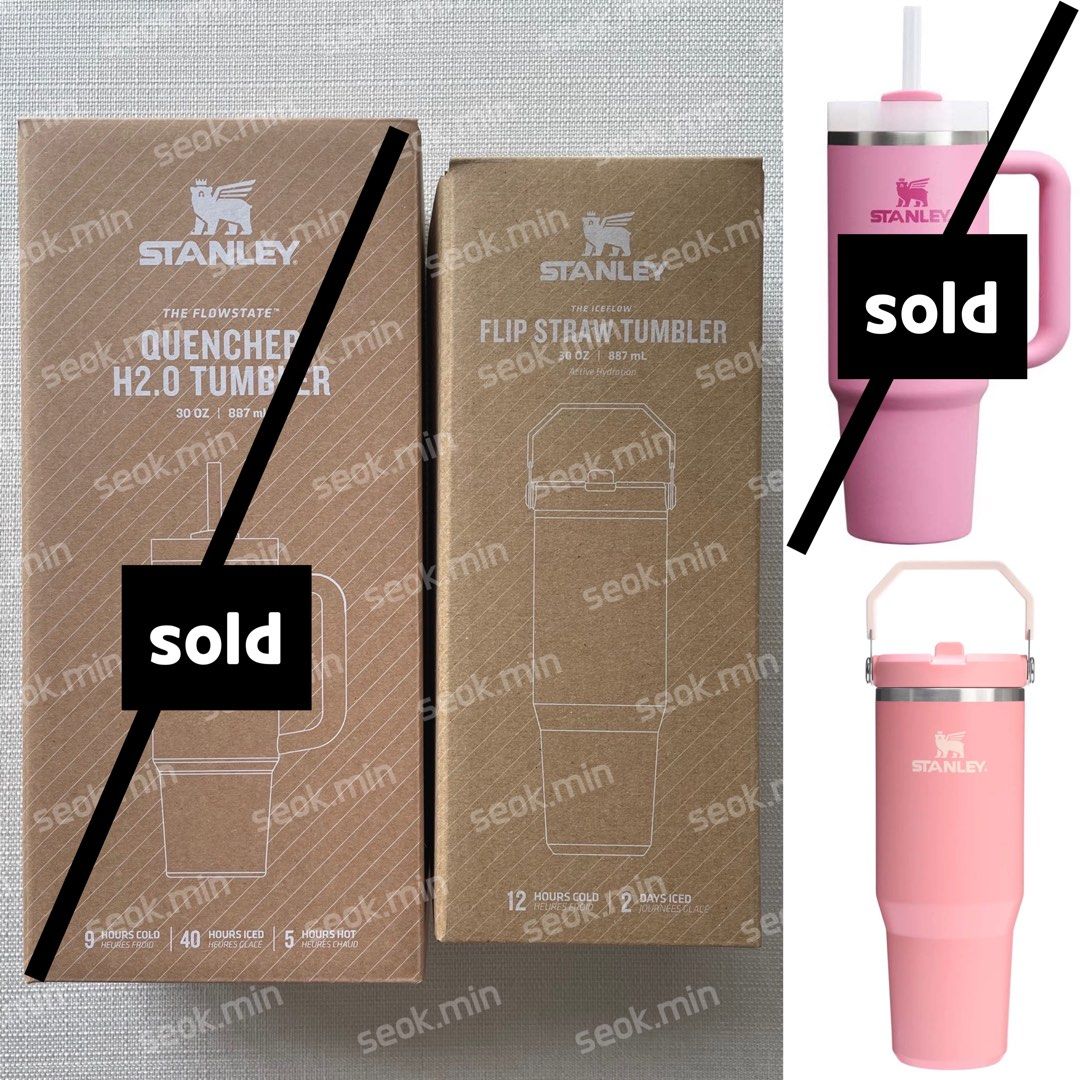 <WTS / new> Stanley Quencher H2.0 Flowstate & IceFlow Flip Straw 2.0 Tumblers in Peony & Pink Mesa 30oz 887.21ml (Category: Water Bottles & Tumblers) located in Singapore. Submitted by seok.min (Listing ID 1399087019, Image 1). Description: 🏷️$40 each OR $35 each for 48H fast deal self collection Retail price $59 each 💕Brand new in box, from official store! ‼️IceFlow (2.0) is the new version where the straw & spout is fully removable for cleani
