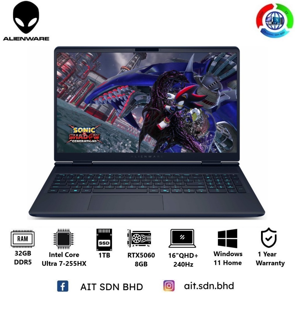 Alienware 16X Aurora AC16251 16"QHD+ 240Hz Gaming Laptop Intel® Core ...