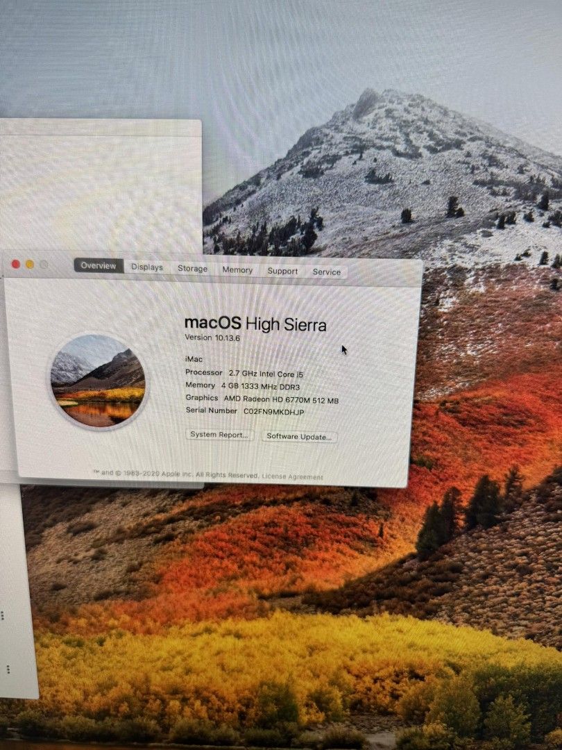 Apple iMac 21.5-inch (Category: Desktops) located in Manila. Submitted by lhainelovi71994 (Listing ID 1410013742, Image 3). Description: iMac 2011 27 inches All in one PC Intel core i5 2.7GHz AMD Radeon HD 6770M 512MB 4gb ram ddr3 120gb ssd Mac OS Set with normal mouse and keyboard 💸💸 6,000 only Location: San Andres bukid manila Pick up.
