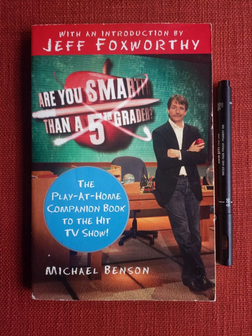 Are You Smarter Than a 5th Grader? Book (Category: Children's Books) located in Manila. Submitted by krishna_ayanami (Listing ID 1410078795, Image 1). Description: Book is the play-at-home companion to the hit TV show "Are You Smarter Than a 5th Grader?" It includes quizzes and questions to test your knowledge. The book is written by Michael Benson and has an introduction by Jeff Foxworthy. Published by HarperEntertainment..