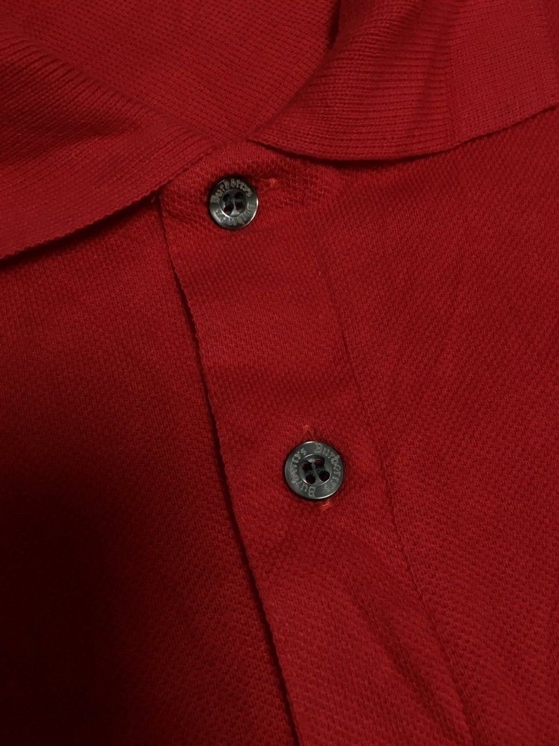 Burberrys Red Polo Shirt(VINTAGE) (Category: Tshirts & Polo Shirts ) located in Tuguegarao City. Submitted by kidbornok (Listing ID 1410143382, Image 3). Description: -Burberrys red polo shirt(Vintage) - Embroidered Burberrys logo -Size LARGE 21X28 - Collared neckline - Color rate 10/10 -No issue.