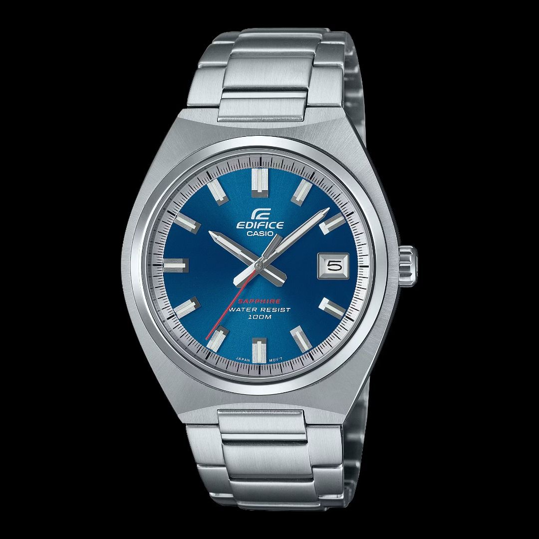 Casio Edifice Watch (Category: Men's Watches) located in Taguig. Submitted by veilsly (Listing ID 1408535917, Image 2). Description: Casio Edifice Style: EFB-109D-2AVCF (Blue dial on silver) onhand brand new, unused, complete with papers. tags, screen plastic protector intact Local SRP: 10K - Case size (L× W× H): 43.5 × 38.5 × 9.2 mm - Weight: 127 g - Sapphire Crystal window - Stainless Steel Band - One-touch 3-fold Clasp - 100-meter water resist