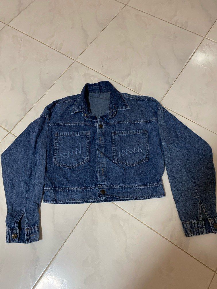 Denim jackets (Category: Coats, Jackets and Outerwear) located in Singapore. Submitted by happyriver-b57f (Listing ID 1410166534, Image 2). Description: Two brand new unworn denim jackets Each $12 Fast deal together $20 Smartpac $3 self collect my block.