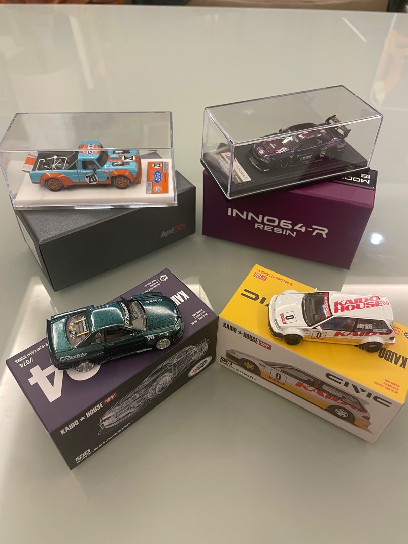 Diecast Resin Lot HPI64 Ford Gulf, Inno64 ER34 LBWK, Kaido House Greddy ...