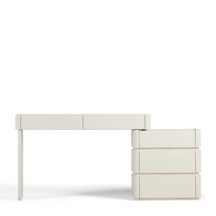 Extendable Dressing Table, Vanity table (Category: Tables & Sets) located in Singapore. Submitted by justbuypls (Listing ID 1410069326, Image 1). Description: - Cream-colored Leontia extendable dressing table (from fortytwo) - 3 drawers (left-side placement) - Purchased on March 28, 2025 - Selling because it doesn't fit the space - arrange your own delivery .