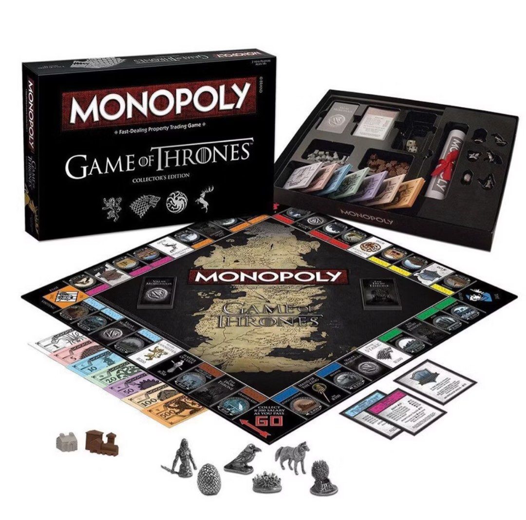 RUSH NEED FUNDS GAME OF THRONES Monopoly Board Game (Category: Board Games & Puzzles) located in Taguig. Submitted by chrryblssmhvn (Listing ID 1410080982, Image 3). Description: board game for your late night party, sleepover, airbnb, pajama party, couple anniversary, couple monthsary, couple date, any party :) already opened, see pics for details haven’t used since purchased huhu wanna keep sana but wala ako kalaro sad.