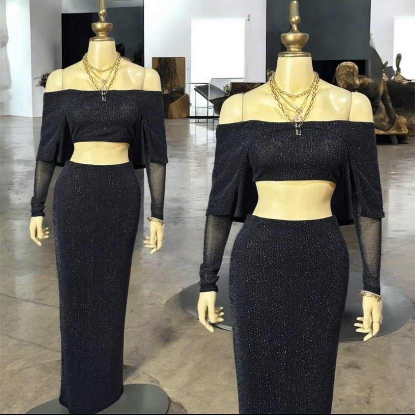Glitz and Glam Black Shining Shimmering Coords (Category: Sets or Coordinates) located in Taguig. Submitted by jane.klosette (Listing ID 1410055095, Image 2). Description: Brandnew with tag and pouch. Delivery via Lalamove, payment first. 📍 Taguig.
