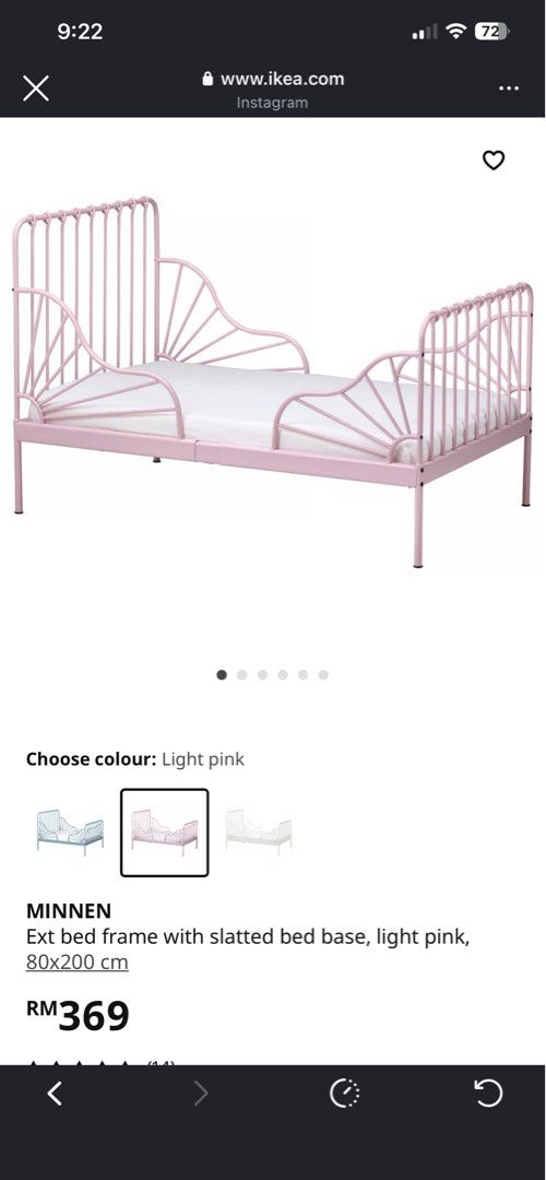 Ikea bed frame (Category: Bed Frames & Mattresses) located in Melaka Tengah. Submitted by alyapreloved.190 (Listing ID 1410130830, Image 1). Description: Condition 10/10 , dapat rangka dan papan dia sekali , tilam tak ada ..