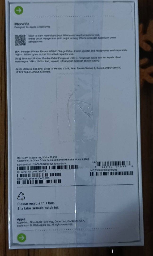 Iphone 16e (Category: iPhone 16 Series) located in Manila. Submitted by kawaiiSan (Listing ID 1410082372, Image 2). Description: .