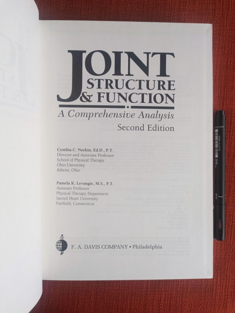 Joint Structure & Function: A Comprehensive Analysis (Category: Textbooks) located in Manila. Submitted by krishna_ayanami (Listing ID 1410044879, Image 2). Description: - "Joint Structure & Function: A Comprehensive Analysis" - 2nd Edition - Published by F.A. Davis Company, Philadelphia - Covers biomechanics and muscle structure/function - Includes chapters on: - Shoulder Complex - Hip Complex - Wrist and Hand Complex - Ankle and Foot Complex - 