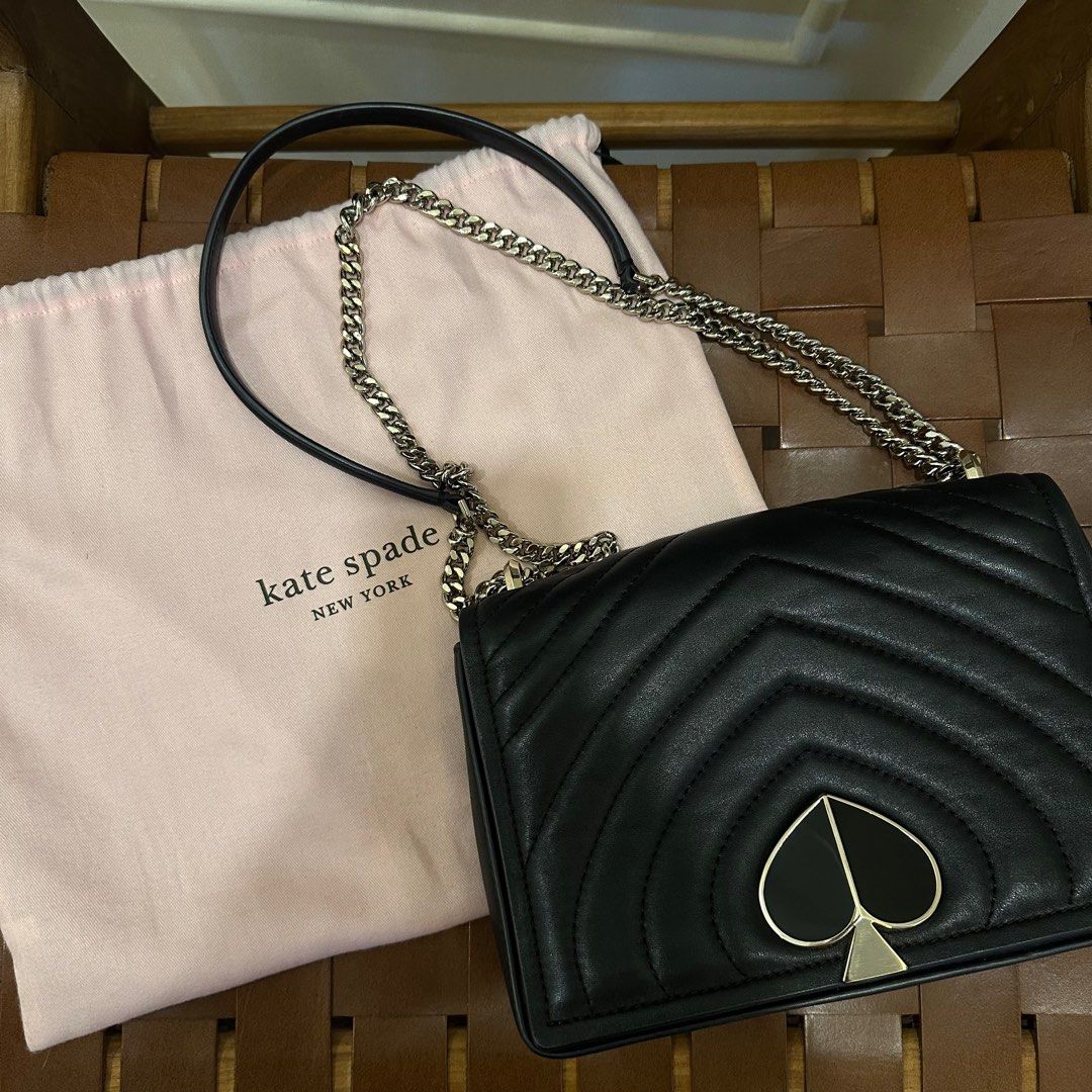Amelia Medium Convertible Shoulder Bag | Kate Spade NYC (Category: Luxury Bags & Wallets) located in Manila. Submitted by waldorf024 (Listing ID 1410081086, Image 1). Description: - Kate Spade New York shoulder bag - Black color - Quilted design - Spade logo on front - Chain strap - Includes dust bag - Multiple interior compartments - Kate Spade New York logo inside.