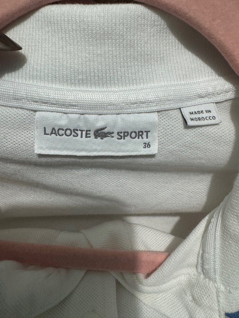 Lacoste Sport Polo Shirt - White (Category: Shirts) located in Quezon City. Submitted by mrsp_28 (Listing ID 1410138214, Image 3). Description: Well-loved Lacoste Polo Shirt Color: White Size: 36 Made in France MOP: BPI/Gcash.