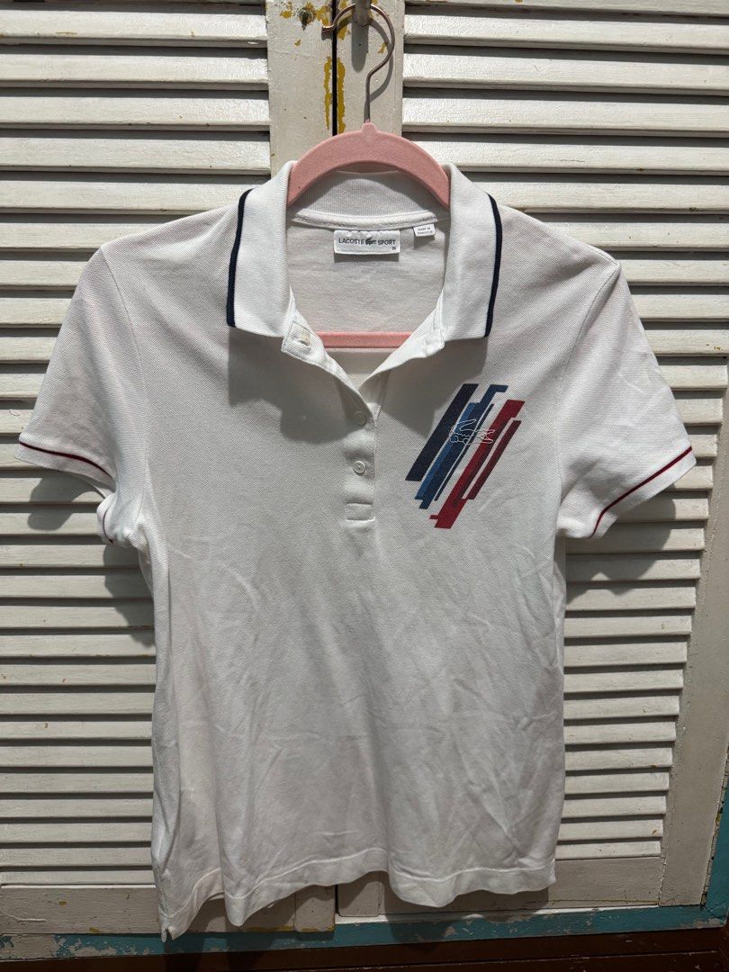 Lacoste Sport Polo Shirt - White (Category: Shirts) located in Quezon City. Submitted by mrsp_28 (Listing ID 1410138214, Image 1). Description: Well-loved Lacoste Polo Shirt Color: White Size: 36 Made in France MOP: BPI/Gcash.