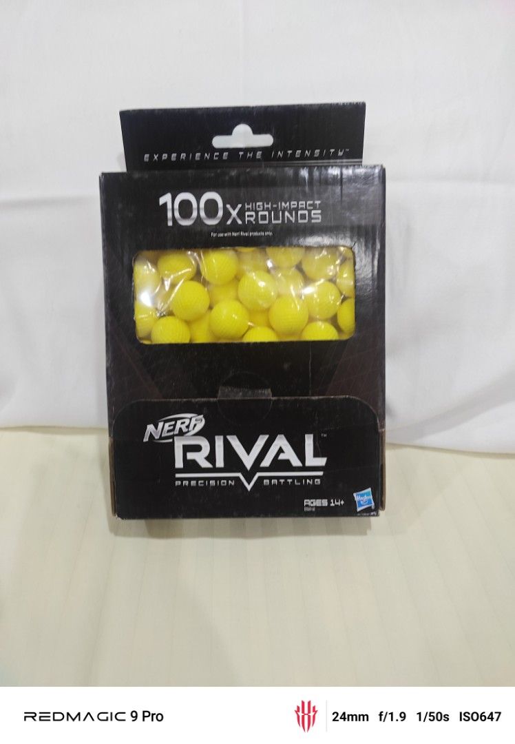 Nerf Rival 100x Rounds (Category: Action & Battle Toys) located in Manila. Submitted by tochi090910 (Listing ID 1410134124, Image 1). Description: - 100 high-impact Nerf Rival rounds - Sealed box - Perfect for Nerf Rival battles - Ready to use.