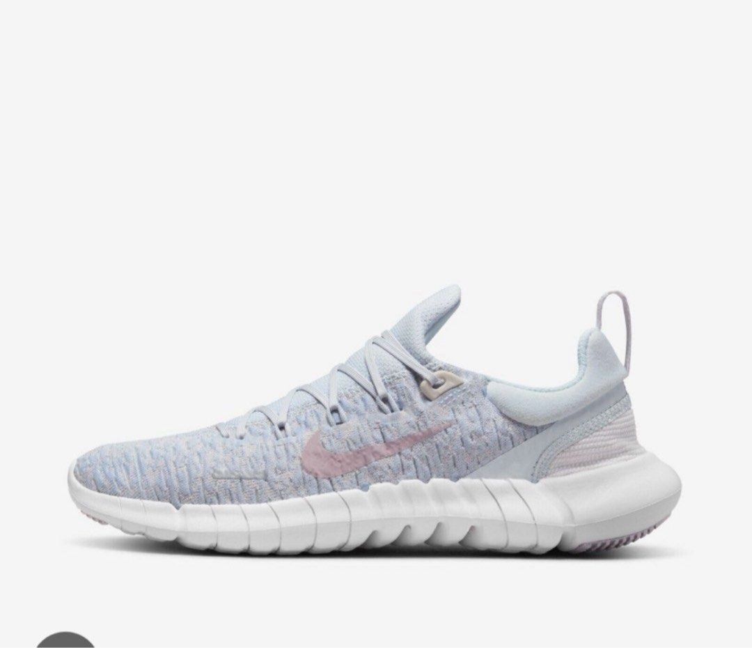 Nike Free 5.0 Sneakers (Category: Sneakers) located in Quezon City. Submitted by k.rgnz (Listing ID 1410118747, Image 1). Description: - Nike Free 5.0 sneakers size 6.5 - Light grey and pink colorway - Breathable knit upper - Lace-up closure - Flexible sole - Nike swoosh logo on side - barely used - will clean before shipping.