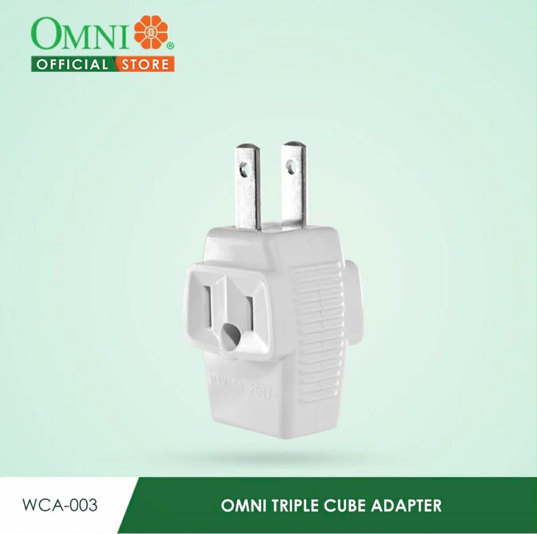 Omni WCA-003 Triple Cube Adaptor (Category: Electrical, Adaptors & Sockets) located in Manila. Submitted by o.t.o_solar_xinmey_lighting (Listing ID 1410068764, Image 2). Description: •6A, 250V.