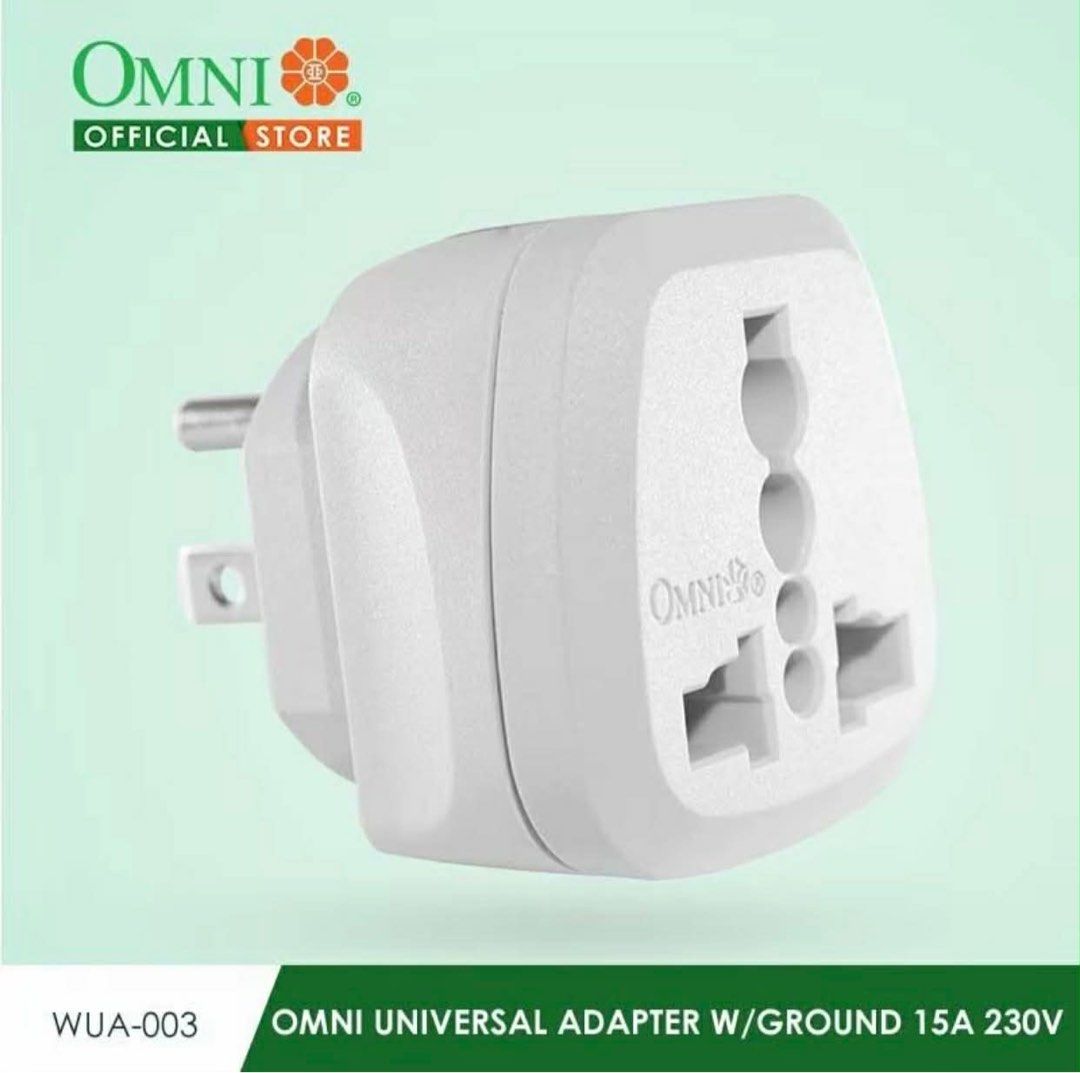 Omni WUA-003 Universal Adaptor w/ Ground (Category: Electrical, Adaptors & Sockets) located in Manila. Submitted by o.t.o_solar_xinmey_lighting (Listing ID 1410057687, Image 2). Description: •15A , 250V.