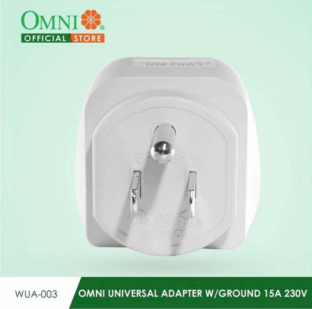 Omni WUA-003 Universal Adaptor w/ Ground (Category: Electrical, Adaptors & Sockets) located in Manila. Submitted by o.t.o_solar_xinmey_lighting (Listing ID 1410057687, Image 3). Description: •15A , 250V.