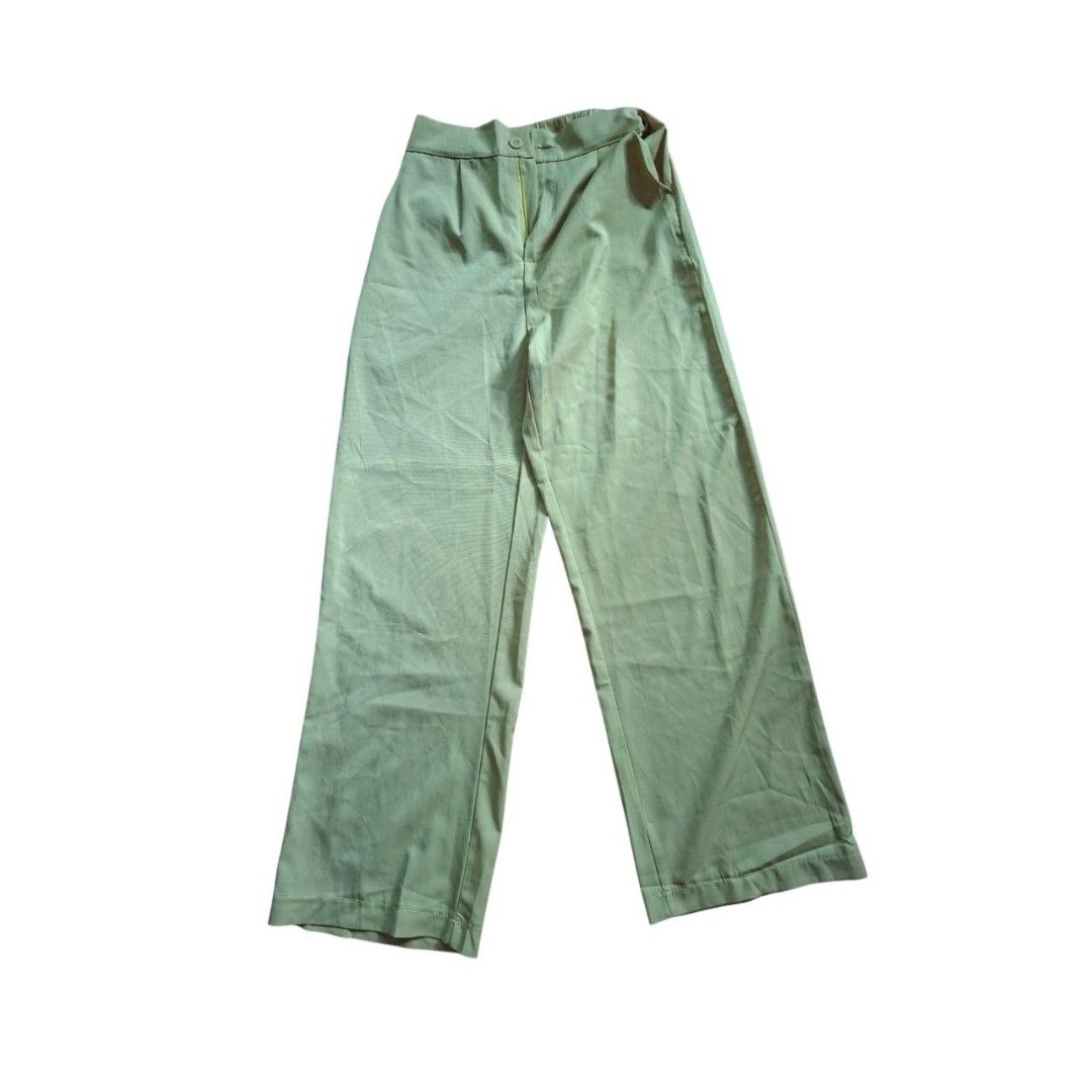 pastel yellow wide leg pants (Category: Other Bottoms) located in Muntinlupa City. Submitted by starcrossed (Listing ID 1410081384, Image 1). Description: - Wide-leg pants - Light green color - Button closure - Classic, simple design - Lightweight fabric - Comfortable for everyday wear.