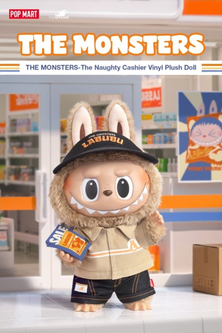37cm big doll POP MART The Monsters Naughty Cashier Labubu Plush