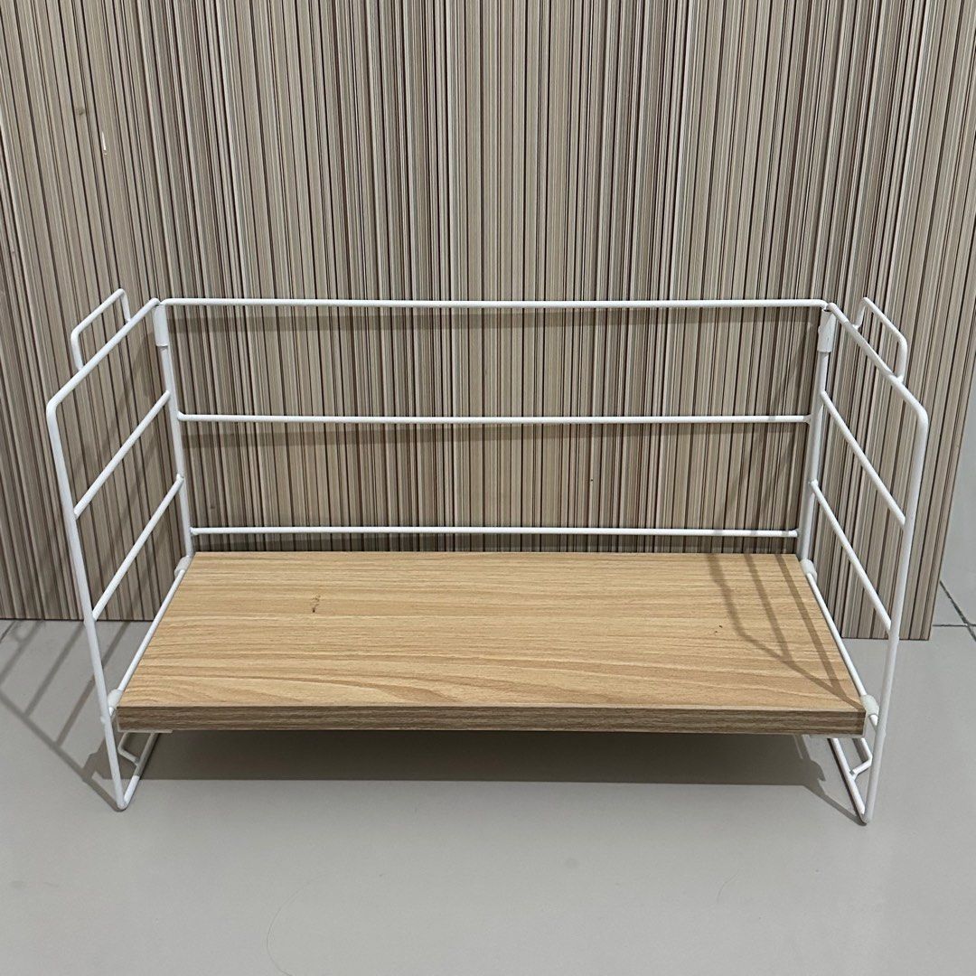 Rak Organizer Besi Putih Kayu Minimalis, Perabotan Rumah di Carousell