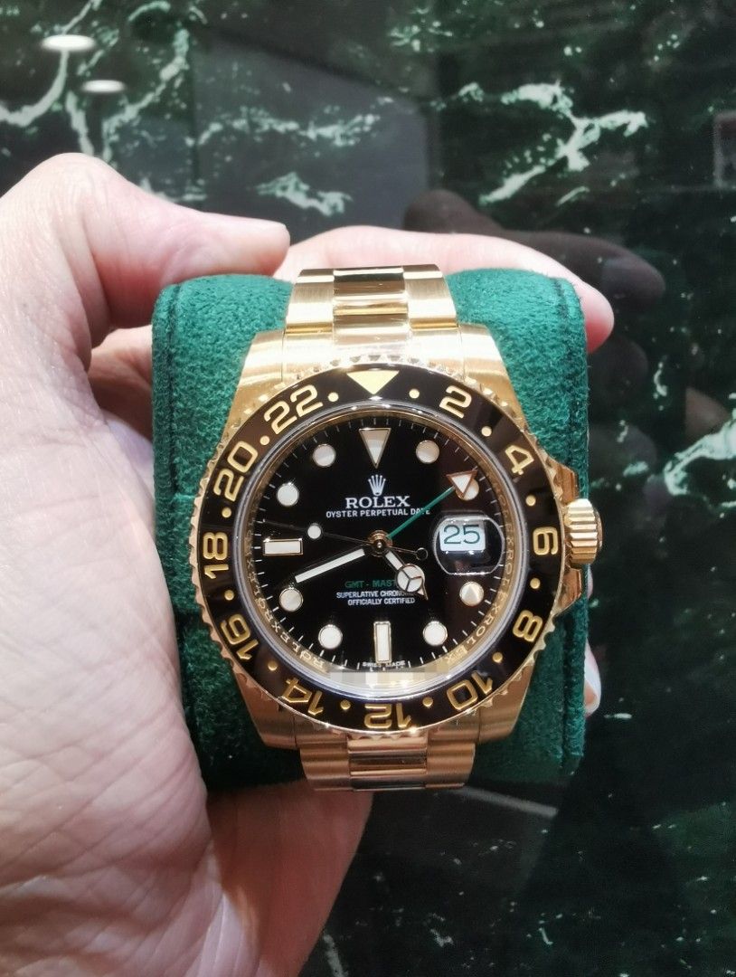 Rolex Gmt master 2 full yellow gold black dial ceramic 116718ln (Category: Watches) located in Singapore. Submitted by hengwatch (Listing ID 1410157660, Image 1). Description: Rolex Gmt master 2 full yellow gold black dial ceramic Model number 116718ln Mint condition Comes with box and cert dated Feb 2015 Selling for $44200 Hsbc and standard chartered and dbs and uob ipp available 6 /12/24 months Located at the bencoolen #01-80 Singapore 189646 P