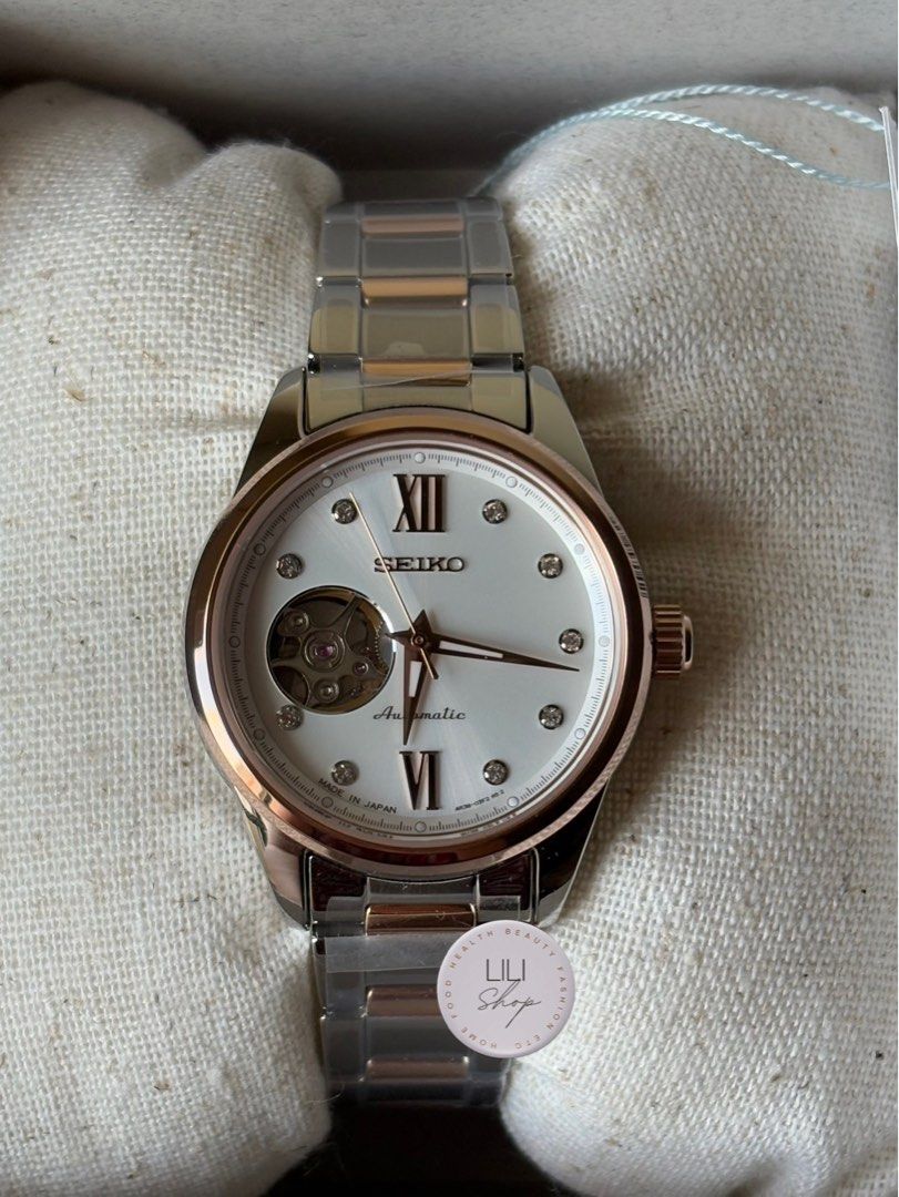 Seiko Watch SSDE010 Women's Automatic Open Heart (Category: Women's Watches) located in Quezon City. Submitted by shopcart (Listing ID 1410126053, Image 1). Description: Ref No SSDE010 Complete inclusions — authenticity guaranteed by box, tag, warranty booklet/card (protective stickers intact) JDM Mechanical Automatic 34mm Two-tone Silver/Pink Gold Open Heart model Crystal Indexes LumiBrite.