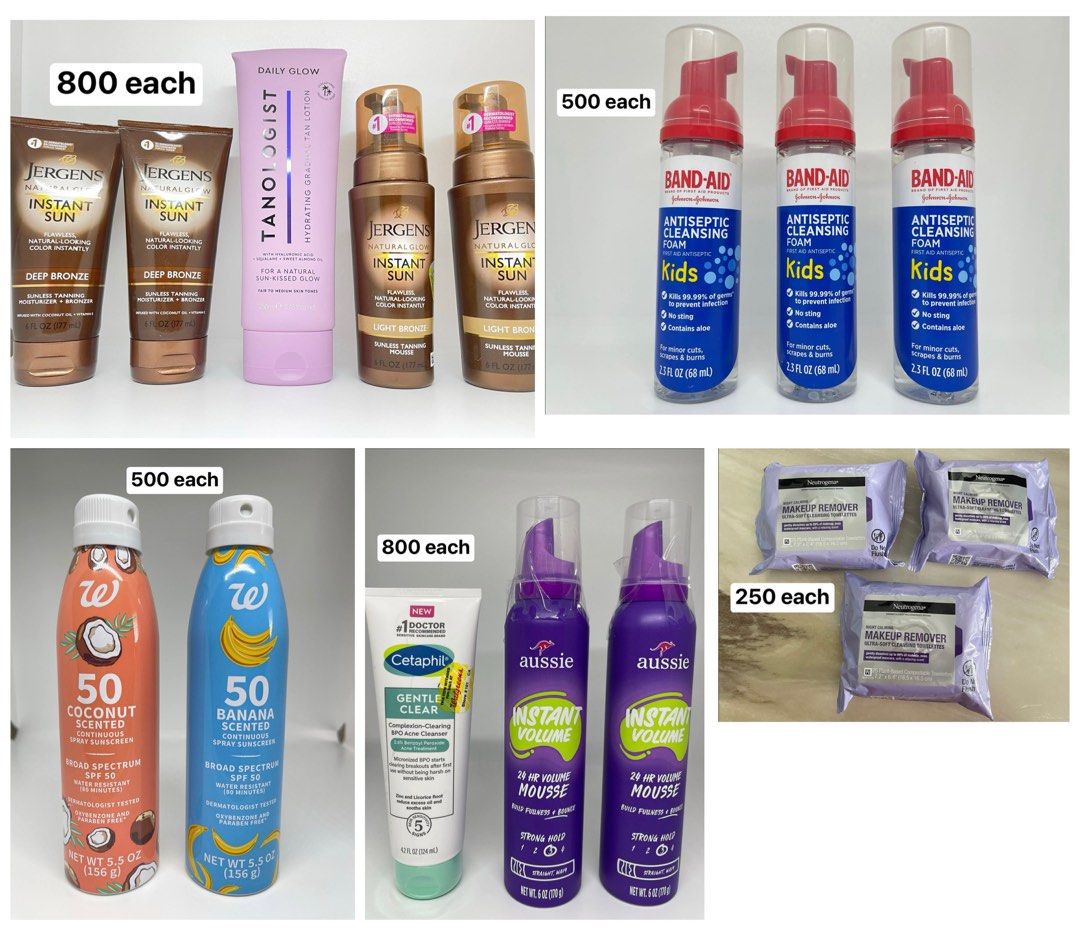 Tanning Lotion/Sunscreen/Mousse/Antiseptic Foam (Category: Body Care) located in Quezon City. Submitted by aimcharm17 (Listing ID 1410051879, Image 1). Description: Brand new Original from 🇺🇸 Price posted on photos.