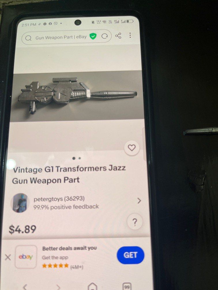 Transformers Jazz Gun Weapon part G1 Vintage (Category: Action & Battle Toys) located in Paranaque City. Submitted by kikosgarage (Listing ID 1410057718, Image 2). Description: Vintage 1984 Generation 1.