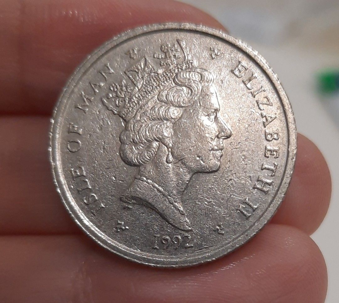 1992年女皇頭10 便士英鎊硬幣，Isle of Man, 興趣及遊戲, 收藏品及紀念品, 錢幣- Carousell