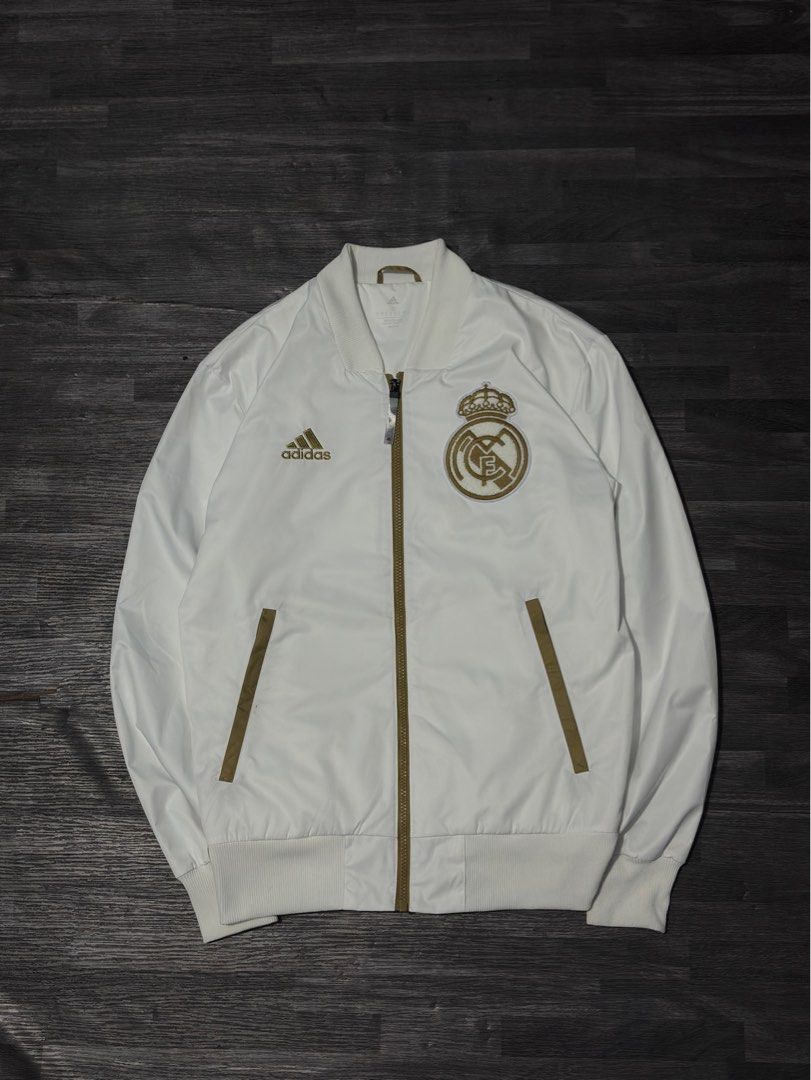 Adidas Real Madrid Bomber Jacket (Category: Activewear) located in Muntinlupa City. Submitted by ygiez.211 (Listing ID 1410193369, Image 1). Description: Dimes: 21 w x 27 L Issue: Need Light Wash Excellent Condition .