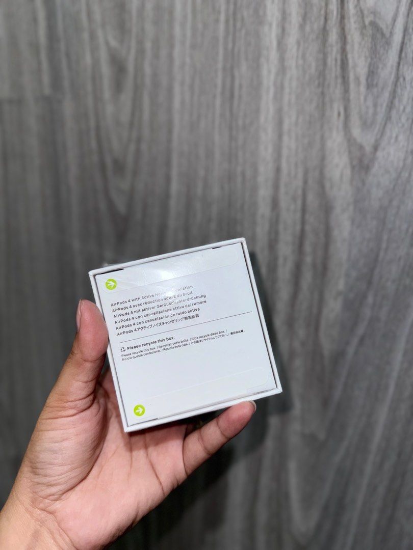 Apple AirPods (4 Generation) (Category: Earphones) located in Manila. Submitted by bloodyrain (Listing ID 1410312321, Image 3). Description: Airpods 4 Brandnew and Sealed Active Noise Cancellation OEM.