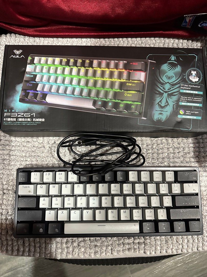 AULA Mechanical Keyboard (Category: Computer Keyboard) located in Manila. Submitted by overhyped (Listing ID 1410362990, Image 1). Description: For Sale / WTS‼️‼️ GOOD FOR GAMING‼️ AULA Wired Mechanical Keyboard F3261 [61 Keys] ₱500 - Complete Accessory - Working Condition - Like New [hindi masyado nagamit] issue: may super small bite marks 🐶 [see picture] RFS: Need Full Keys [104 Keys] 📍Sampaloc / Around Metro Manila.