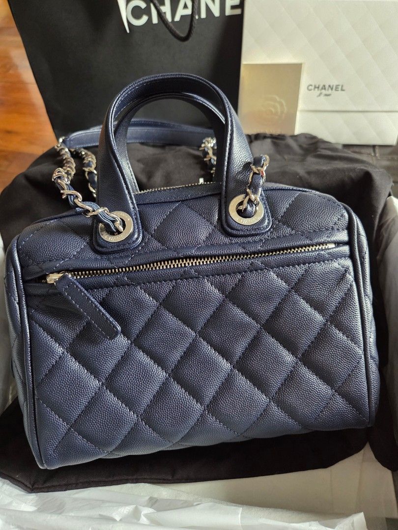 Bnew Chanel Bowler Small Navy GHW (Category: Luxury Bags & Wallets) located in Quezon City. Submitted by shop.mar.go (Listing ID 1410273723, Image 3). Description: bnew comes complete with receipt caviar in navy blue silver hardware microchip.