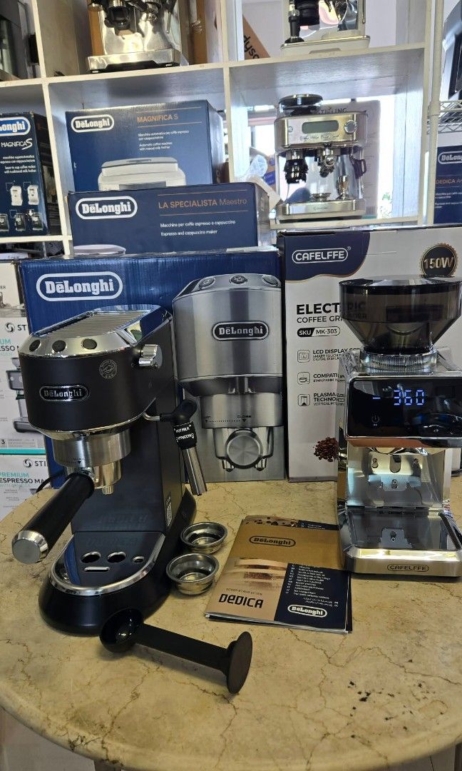 BRAND NEW DELONGHI DEDICA + SMART GRINDER (Category: Coffee Machines & Makers) located in Bulacan. Submitted by iamvanillapeach (Listing ID 1410188814, Image 1). Description: You can try in actual if pick up. We can deliver nationwide. With service warranty. We have our own tech for aftersales. 📩.