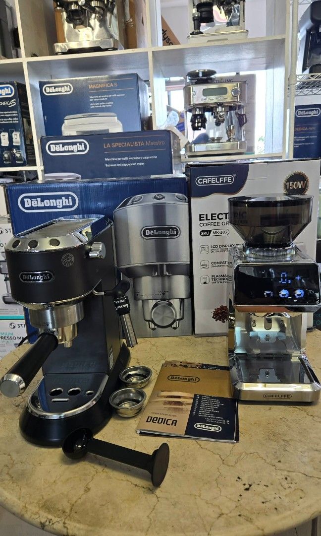 BRAND NEW DELONGHI DEDICA + SMART GRINDER (Category: Coffee Machines & Makers) located in Bulacan. Submitted by iamvanillapeach (Listing ID 1410188814, Image 2). Description: You can try in actual if pick up. We can deliver nationwide. With service warranty. We have our own tech for aftersales. 📩.