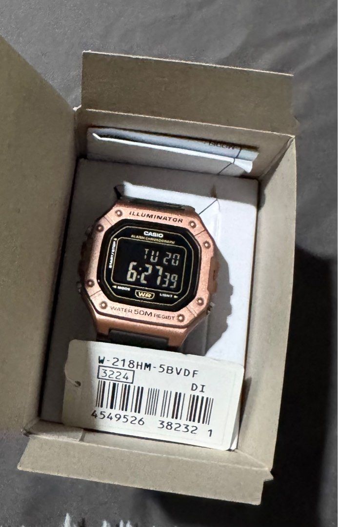 Casio Digital Watch W-218HM (unisex watch) (Category: Men's Watches) located in Lumban. Submitted by storeriray. (Listing ID 1410333048, Image 1). Description: - Casio W-218HM Digital Watch - Features an illuminator - Displays time, day, and date - 50M water resistance - Includes original box and tag - Available in multiple colors.