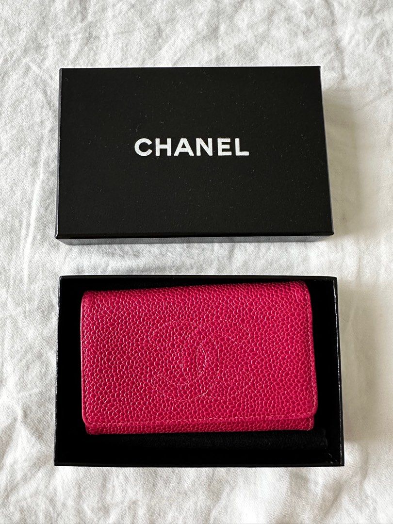 Chanel Key Holder (Category: Luxury Bags & Wallets) located in Quezon City. Submitted by luxenstuff (Listing ID 1410211161, Image 1). Description: - Authentic Chanel key holder sourced from Japan - Pink color - Caviar leather - Multiple key hooks - 6 hooks - Secure 2 snap closure - Smooth interior lining with Chanel logo - Serial code - no authenticity card - Made in France - Can fit key card/ID/credit card/ATM card.