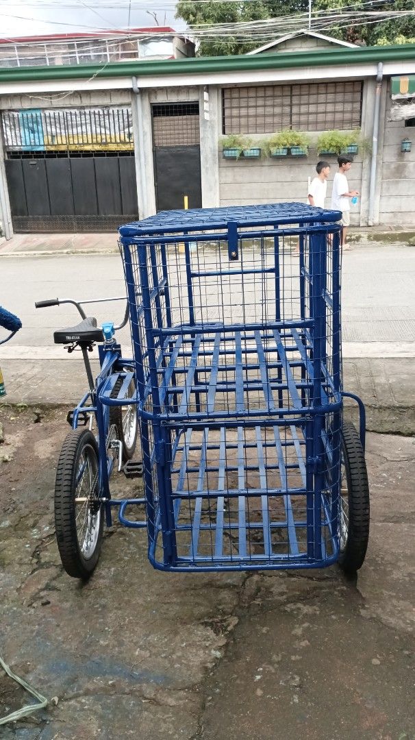 Double deck sidecar with bike (Category: Bicycles) located in Manila. Submitted by fastmountain_dfe013 (Listing ID 1410319920, Image 2). Description: custom made double deck sidecar multi purpose wrapped up with steel matting dimension 42inches Lenght 24 width 45 Lenght location.. payatas A Quezon city made to order 3-4 days 5000 down payment .