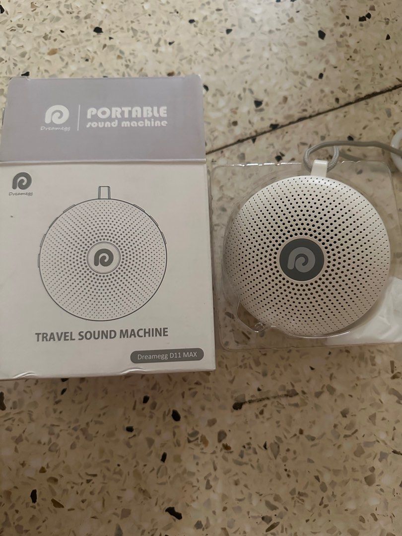 Dreamegg D11 MAX Portable Sound Machine (Category: Baby Monitors) located in Angeles City. Submitted by mystiquemayhem (Listing ID 1410208964, Image 1). Description: Dreamegg D11 MAX portable sound machine is designed for travel. It features a built-in battery and offers 60 hours of continuous use. It has multiple sound options and is wireless. The device is white and comes with a box..