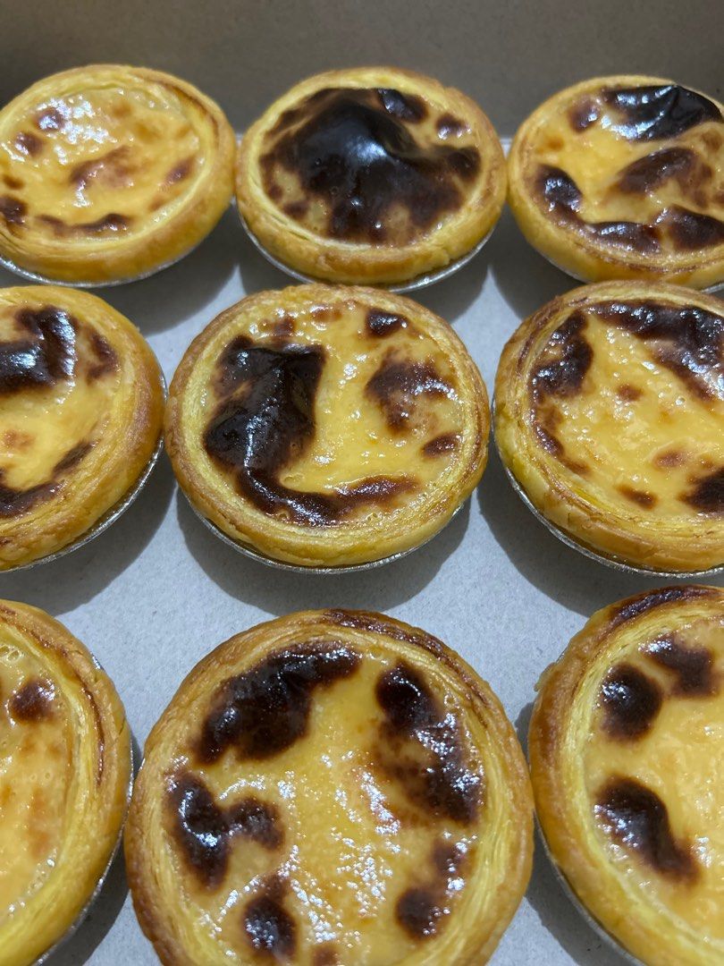 Egg Tarts - Box of 12 (Category: Homemade Bakes) located in Valenzuela. Submitted by roseannann (Listing ID 1410288818, Image 3). Description: 12 pcs ₱385 Delicious, freshly baked egg tarts, perfect for a sweet treat! Each box contains nine tarts with a flaky crust and a creamy, custard filling. The tarts have a beautiful, slightly caramelized top. Ideal for sharing or enjoying all by yourself. Ready to eat and enjoy!.
