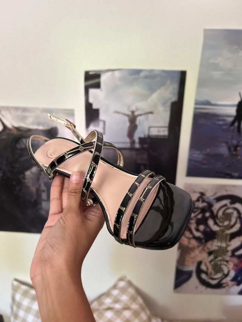 Gibi Black and Gold Heeled Sandals (Category: Heels) located in Liloan. Submitted by _lkdp (Listing ID 1410279935, Image 2). Description: Slightly negotiable Worn once only Size 36.5 to 37 Delivery fee by buyer.