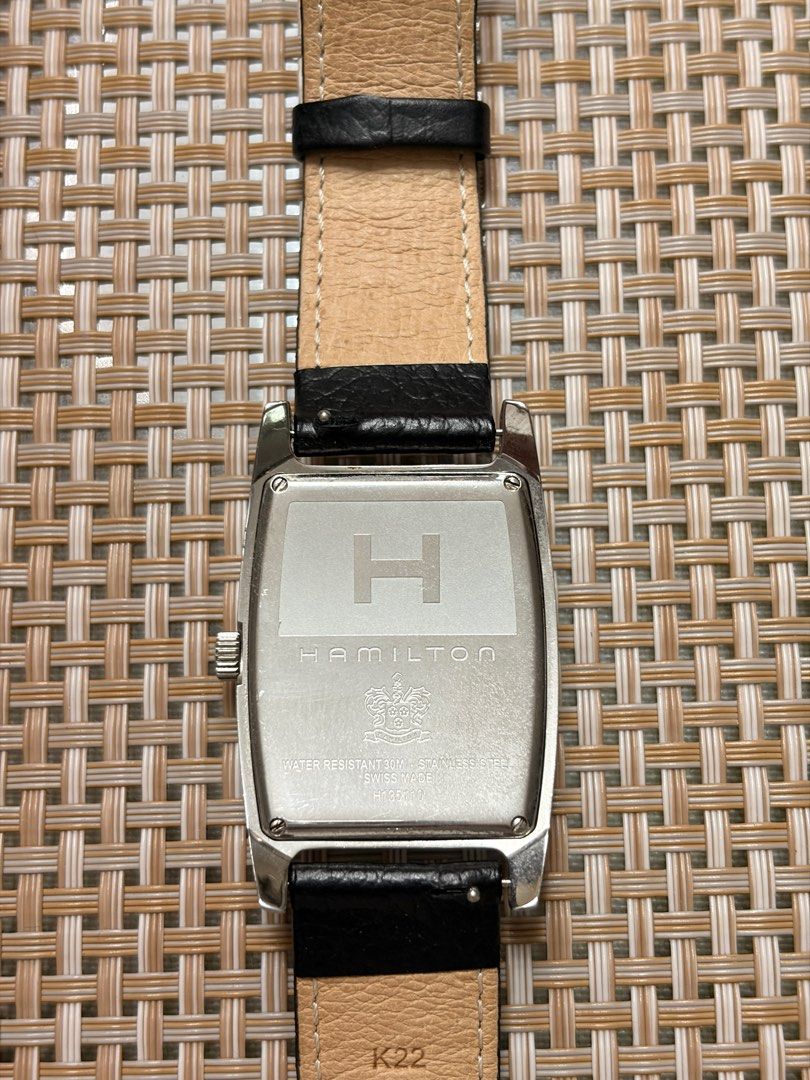 Hamilton Boulton H135110 (Category: Men's Watches) located in Quezon City. Submitted by rofervic (Listing ID 1410242806, Image 2). Description: Hamilton Boulton Ref. H135110 Dimensions: 32mm x 38mm Movement: Quartz Crystal: Mineral Water Resistance: 30M Design type: Tank Watch / Art Deco With replacement strap only: Hirsch Condition: 1. Used 2. With visible signs of usage 3. No box .