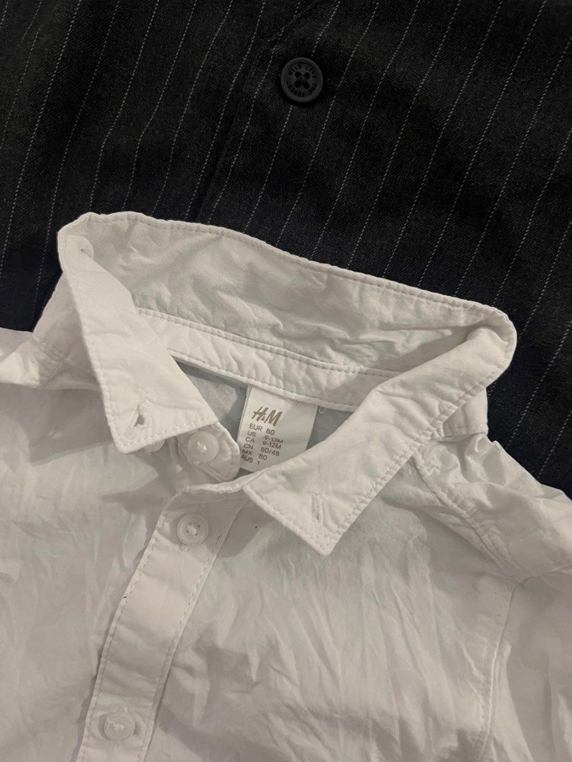 H&M 4 Piece Formal Set 9-12 months (Category: Babies & Kids Fashion) located in Marikina City. Submitted by itsjaneee (Listing ID 1410312066, Image 3). Description: H&M 4 piece formal set Includes: white button-down shirt, pinstripe vest, pinstripe pants, and black bow tie Pants feature an adjustable waistband Color: Dark Gray Used once .