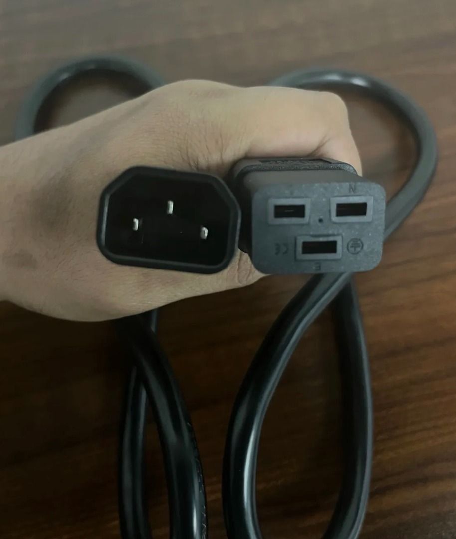 IEC320 C19 TO IEC320 C14 POWER CONNECTOR / CABLE (Category: Office & Business Technology) located in Makati City. Submitted by 1wanph (Listing ID 1410236326, Image 3). Description: Sale-VAT included! Delivery Fee not included. Original Price: Php 1,100 C19 to C14 Power Cord Connects Computers, Servers and Other Network Devices. This C14 to C19 cable is designed for small data center or office workstation applications that do not require a heavy g